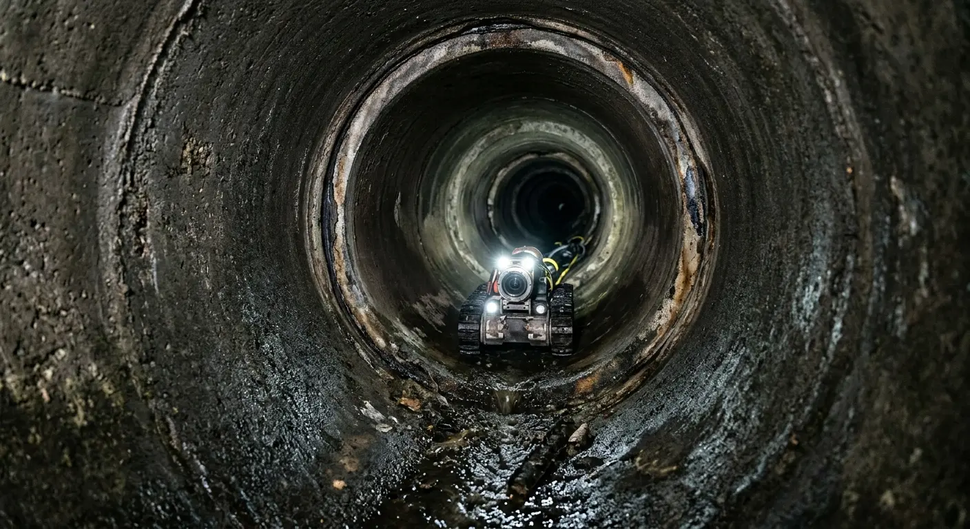 Robotic sewer camera inspecting pipe interior for Sewer Line Repair in East Huntingdon